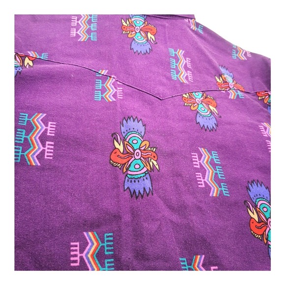 Vintage WRANGLER Cowboy Cut Western Button Down Shirt 15½ 34 X Long Single Stitc - Picture 14 of 16